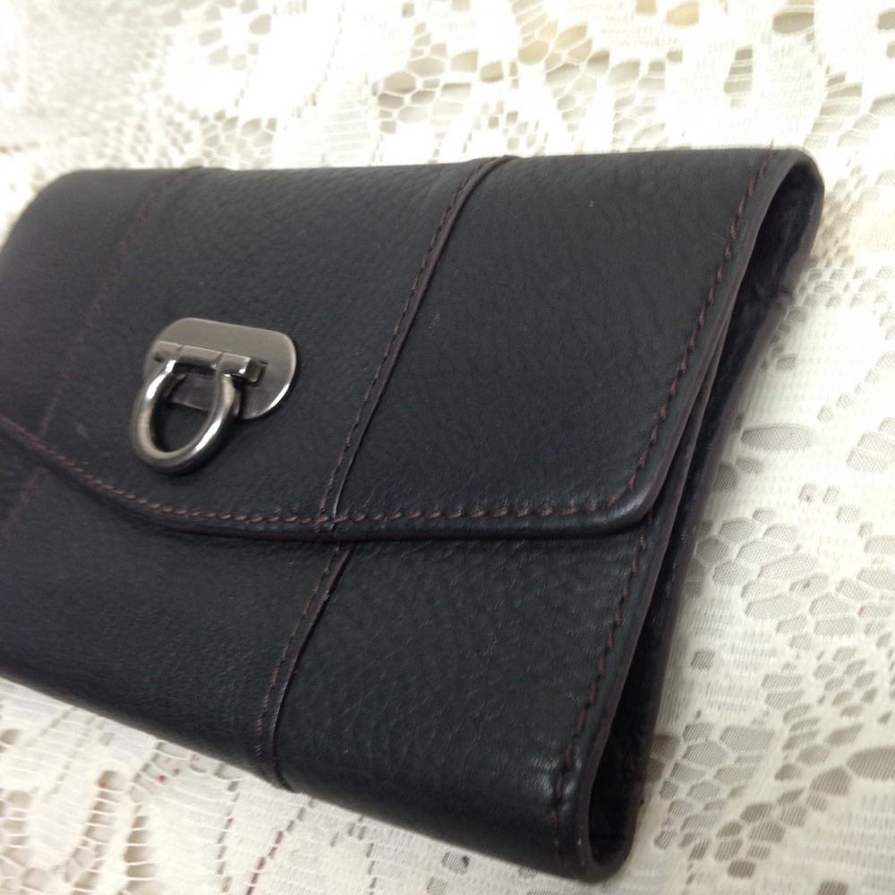 Vintage Black Leather Long Wallet