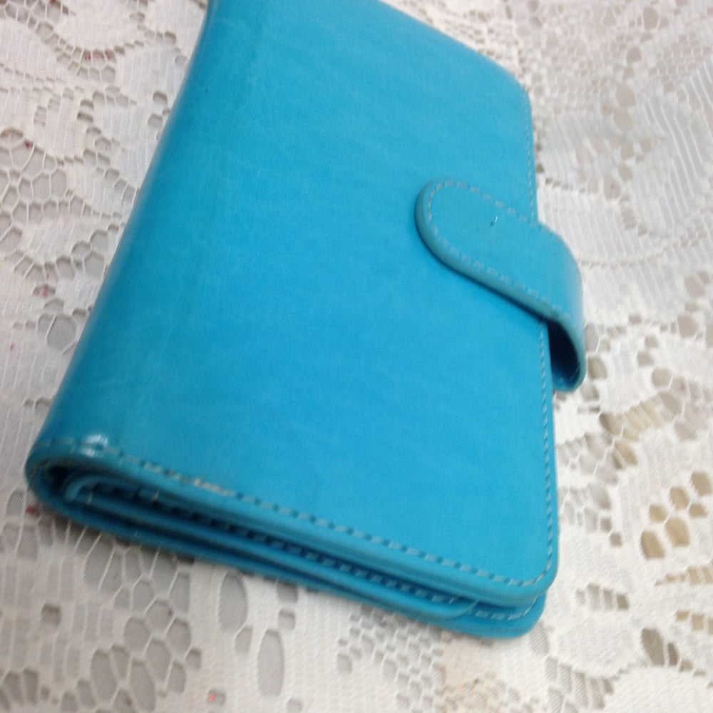 Aqua Blue Leather Wallet-Phone Case 3.5in x 5.75in