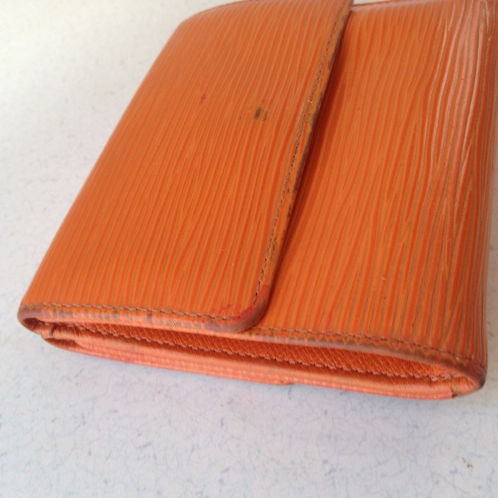 Louis Vuitton Orange Epi Leather Tri Fold Wallet