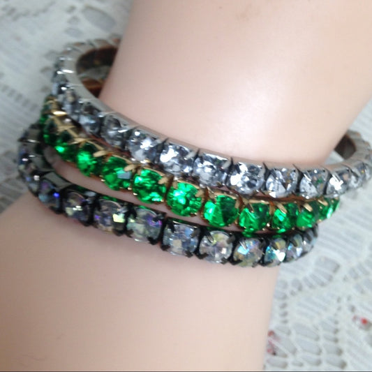 3pc Multi-color Rhinestone Stretchable Bracelets