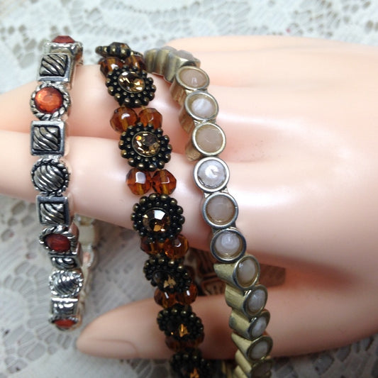3pc Multi color Beaded  Stretchable Bracelets