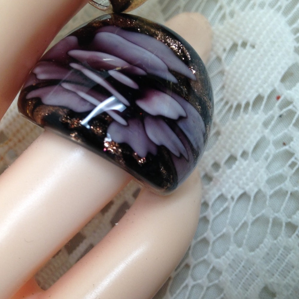 Vintage, 2pc Lot Floral Glass and Yellow Ring