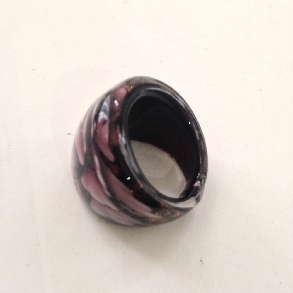Vintage, 2pc Lot Floral Glass and Yellow Ring
