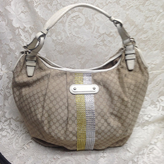 Celine Beige Mono Canvas Handbag-Shoulder
