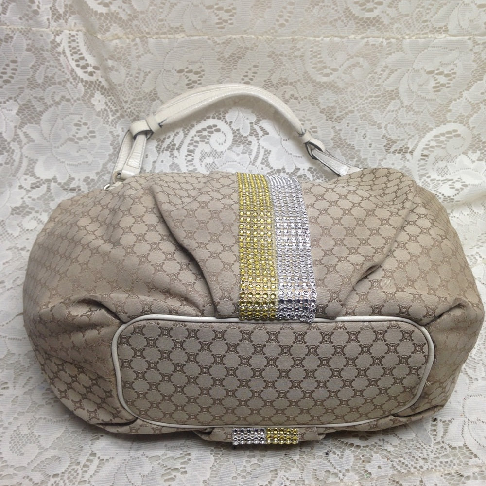 Celine Beige Mono Canvas Handbag-Shoulder