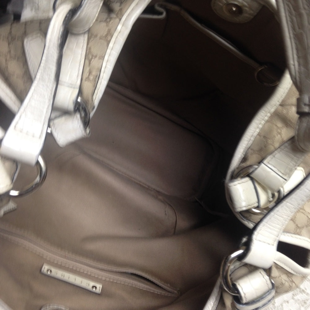 Celine Beige Mono Canvas Handbag-Shoulder