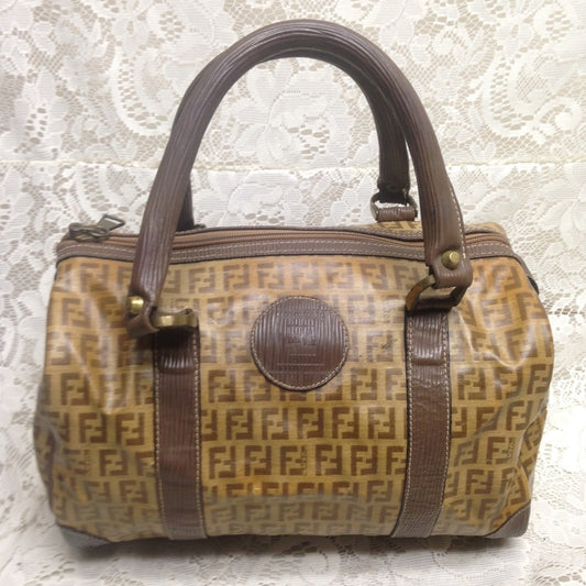Vintage Zucca Tan Canvas Speedy Boston Hand Bag