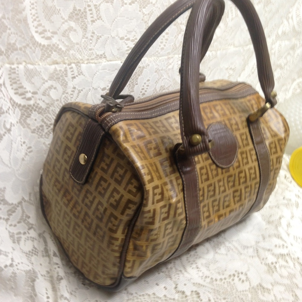 Vintage Zucca Tan Canvas Speedy Boston Hand Bag