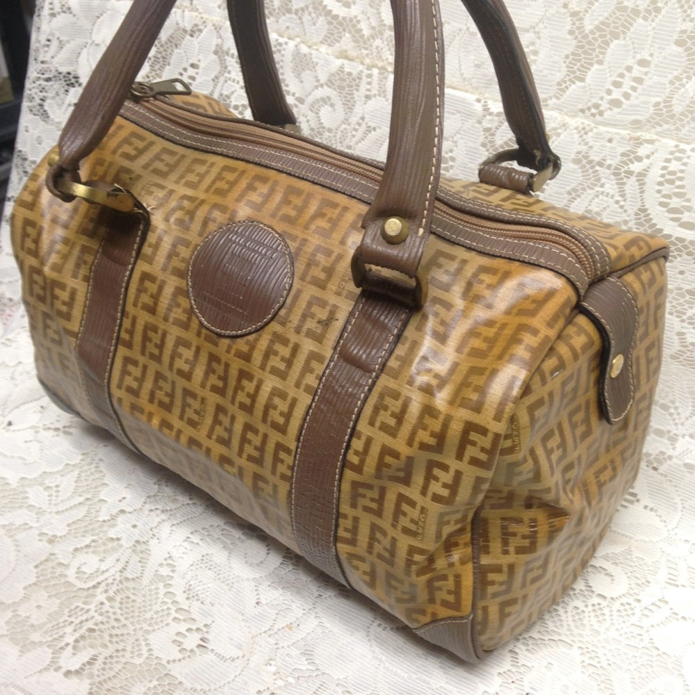 Vintage Zucca Tan Canvas Speedy Boston Hand Bag