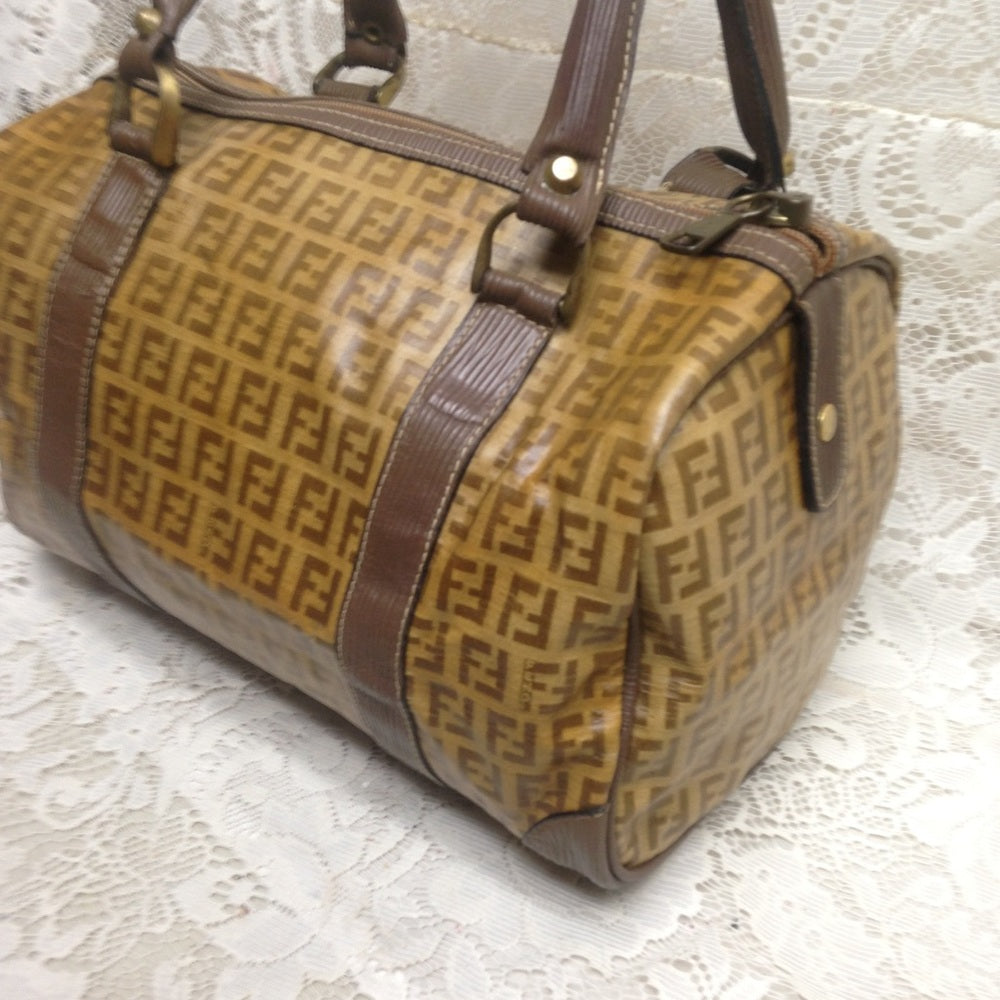Vintage Zucca Tan Canvas Speedy Boston Hand Bag