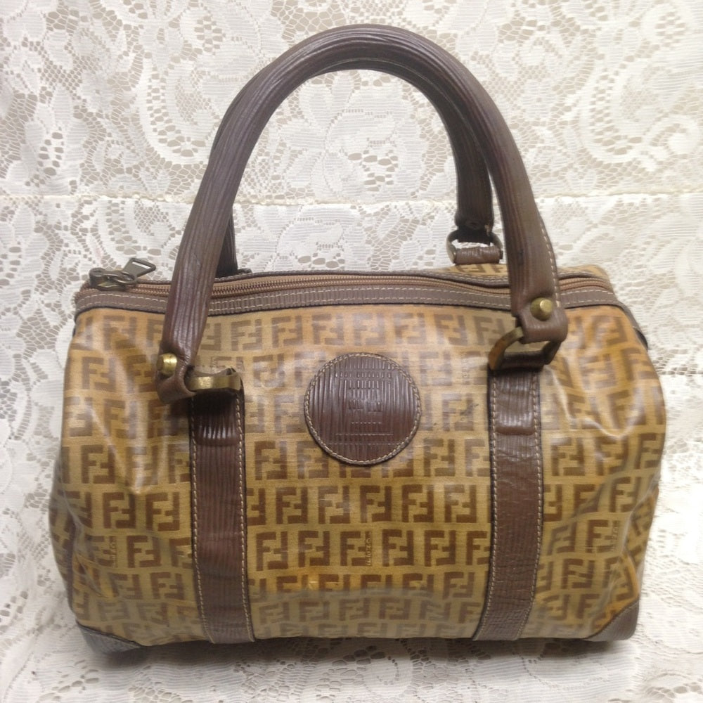 Vintage Zucca Tan Canvas Speedy Boston Hand Bag