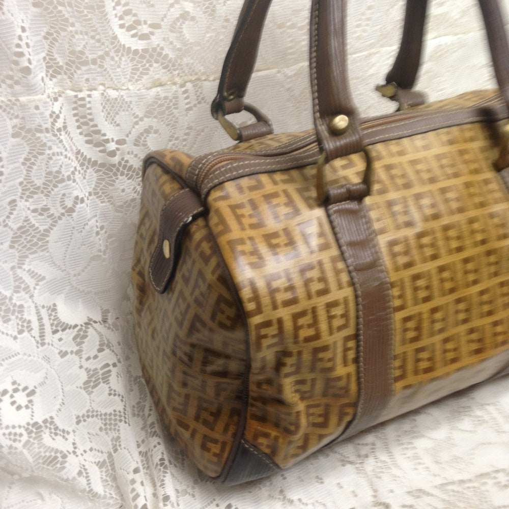 Vintage Zucca Tan Canvas Speedy Boston Hand Bag