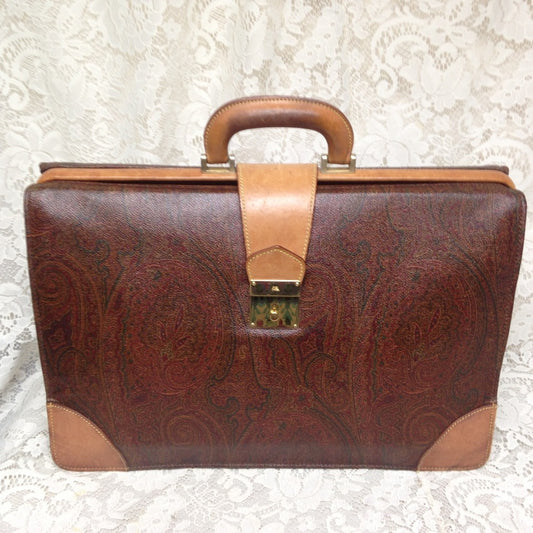 Etro, Italy, Burgundy Paisley  Briefcase 18inx12in