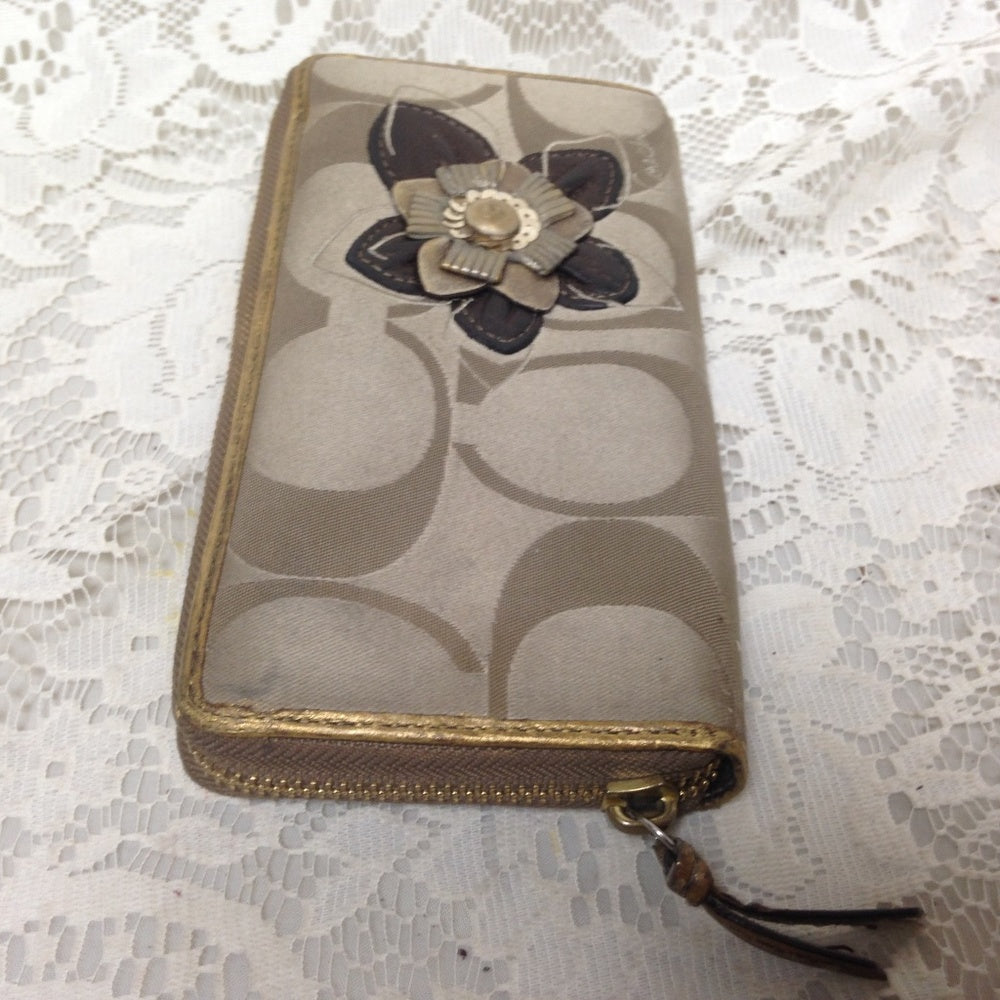 Coach CC Monogram, Brown with Gold Leather Trim,