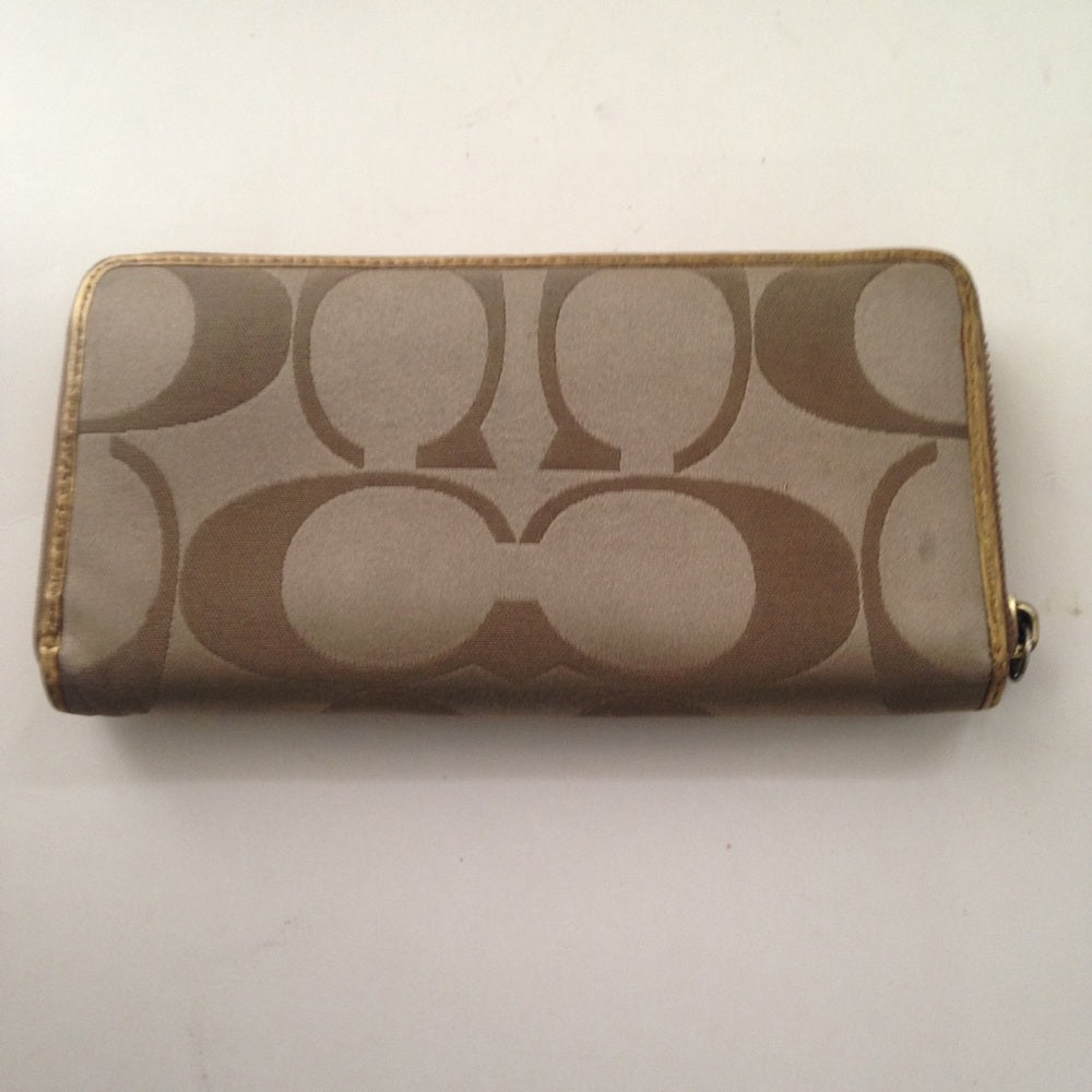 Coach CC Monogram, Brown with Gold Leather Trim,