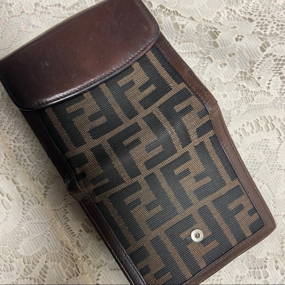 Fendi Italy, Zucca Pattern Unisex Compact Wallet 4.5in x 4.5in