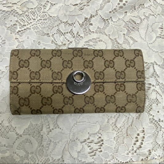 Authentic Gucci Brown Canvas Long Wallet