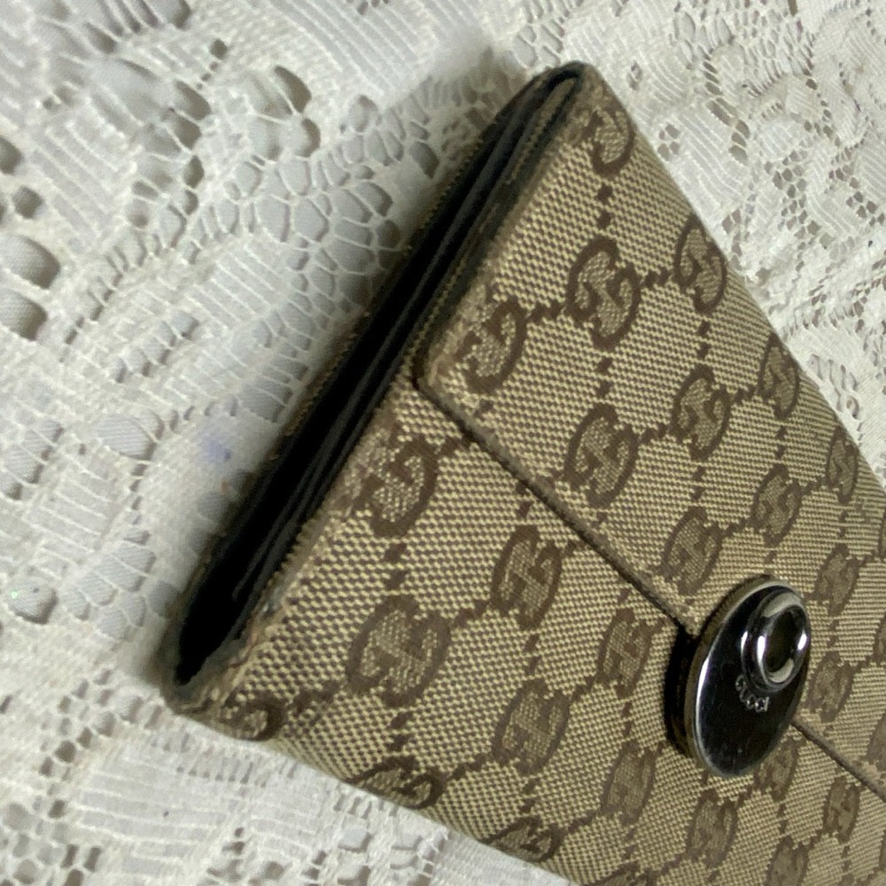 Authentic Gucci Brown Canvas Long Wallet