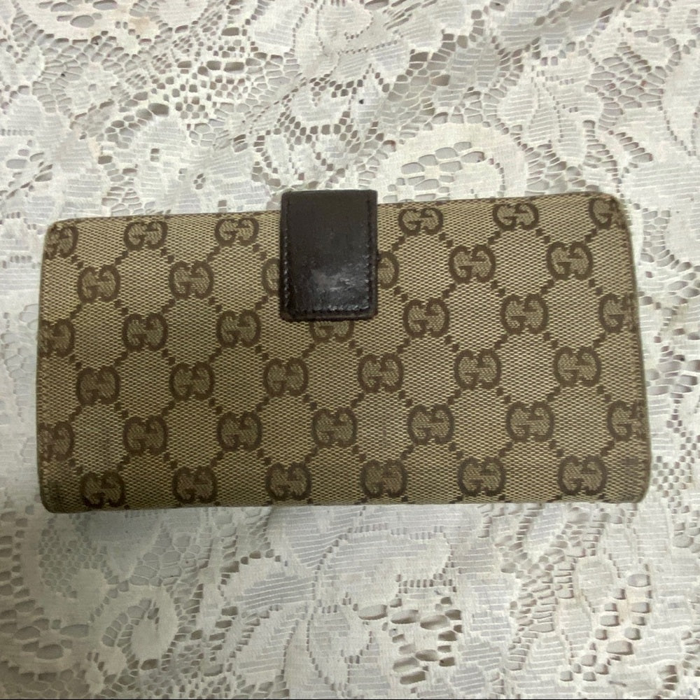 Authentic Gucci Brown Canvas Long Wallet
