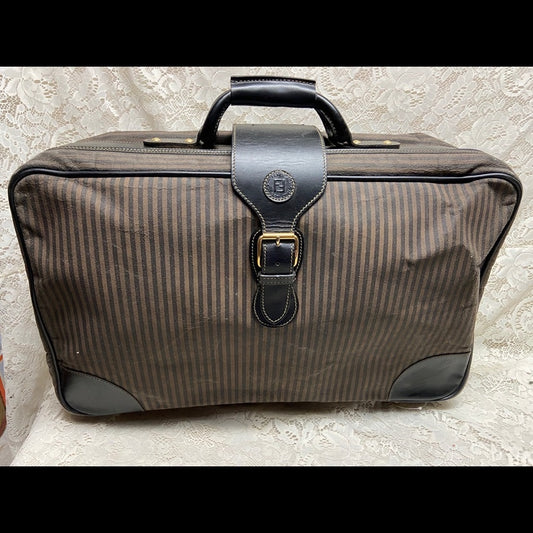 Vintage, Rare Fendi Pequin Stripes Coated Canvas Large Luggage 23inx14inx7in