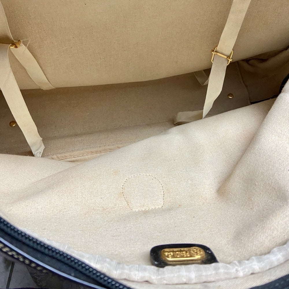 Vintage, Rare Fendi Pequin Stripes Coated Canvas Large Luggage 23inx14inx7in