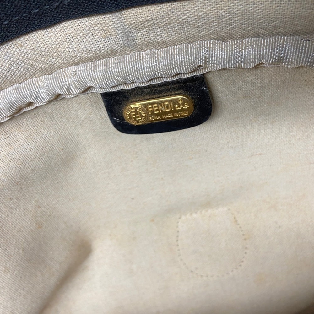 Vintage, Rare Fendi Pequin Stripes Coated Canvas Large Luggage 23inx14inx7in