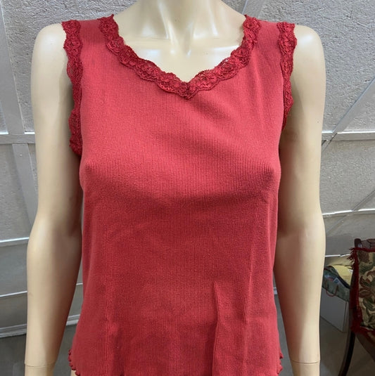 Tint Red Cotton Tank Top - Size XL