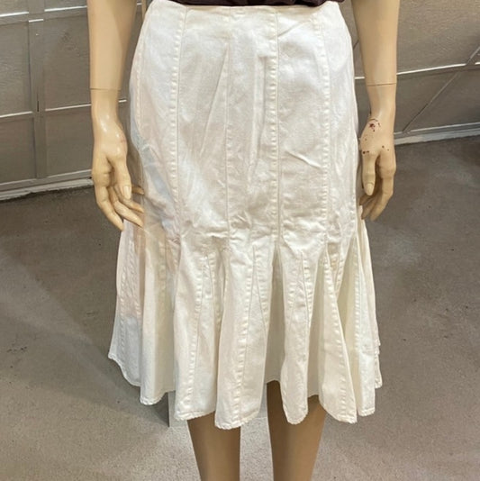 Lauren Jeans Co. White Pleated Jean Skirt - Size 10