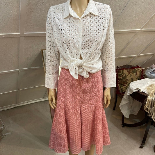 Falls Creek White Eyelet Top with Gap Pink Printed Skirt Outfit Set
