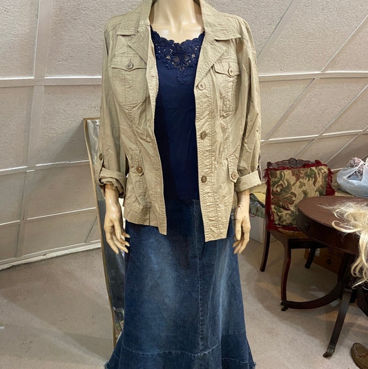 Faded Glory, Beige Jacket and 111 State, Denim Skirt Outfit set