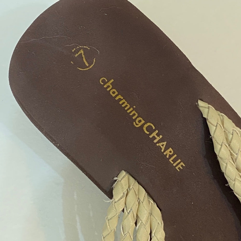 Charming Charlie, Beaded Brown Platform Sandals - Size 7