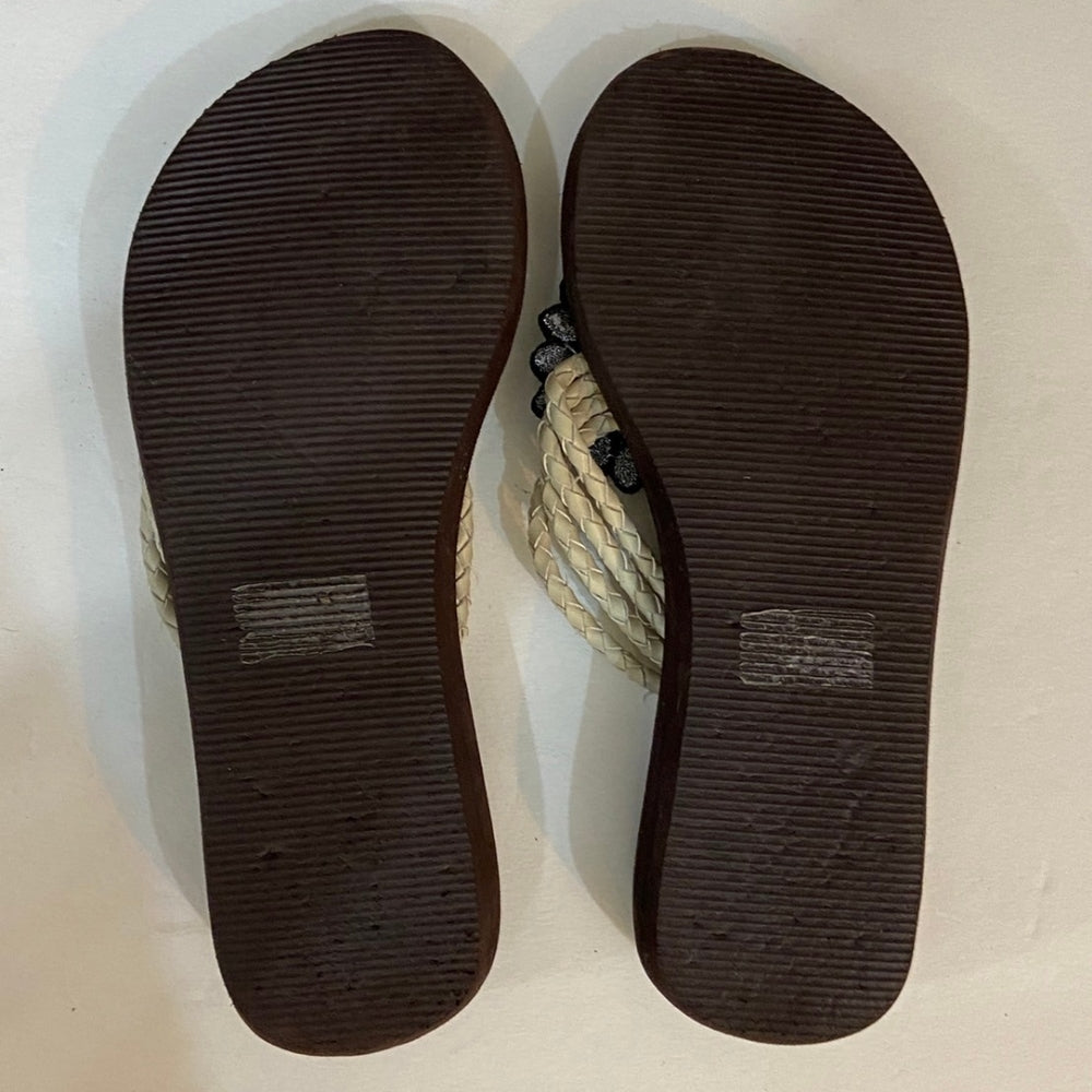 Charming Charlie, Beaded Brown Platform Sandals - Size 7