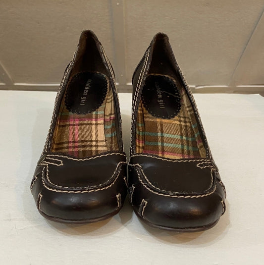 Madden Girl, Brown Leather Wedges - Size 8