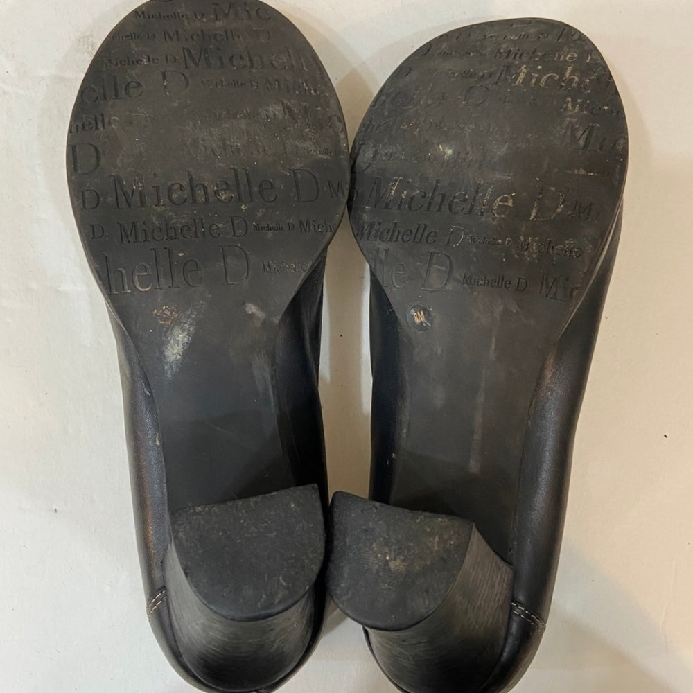 Michelle D, Black Leather Pumps - Size 8