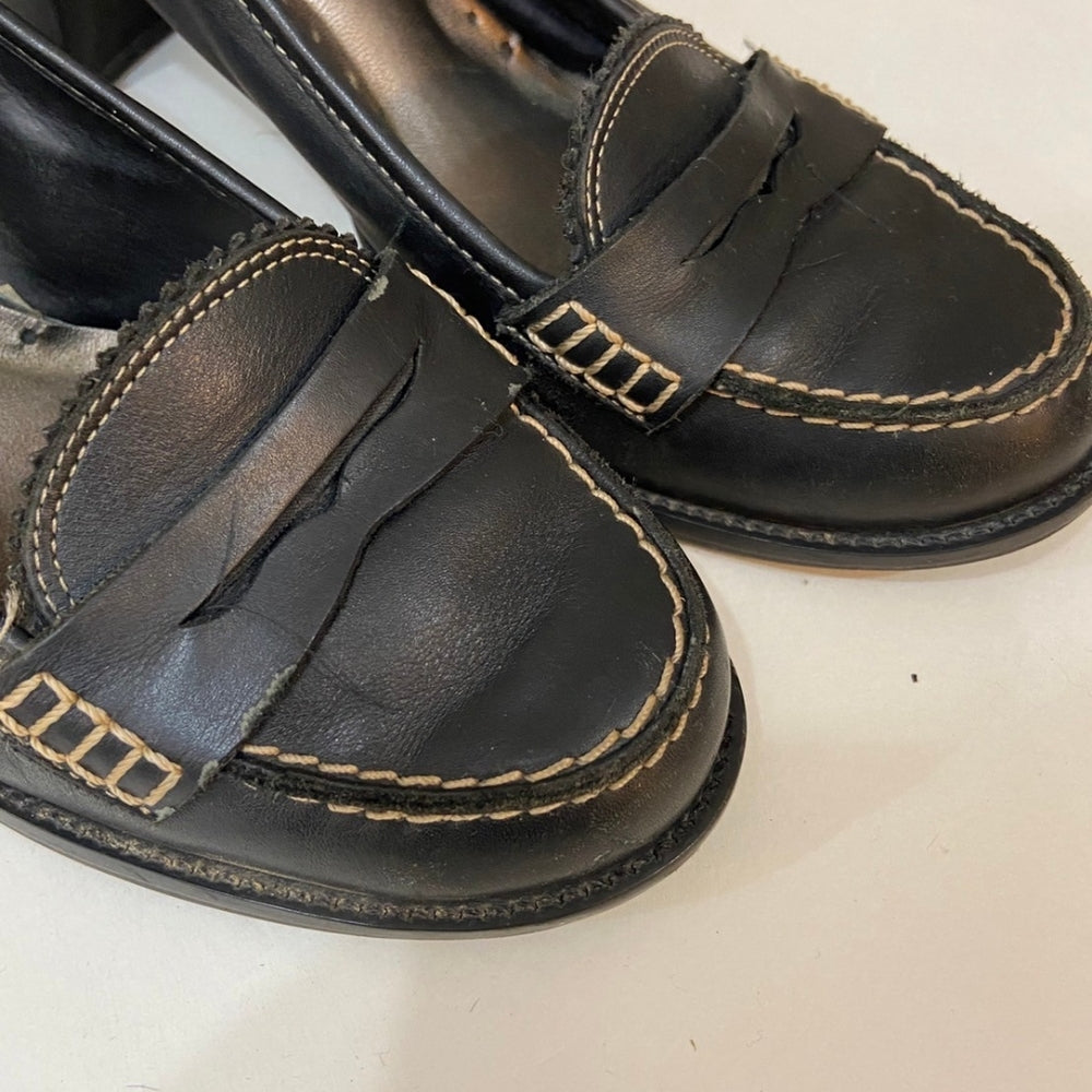 Michelle D, Black Leather Pumps - Size 8