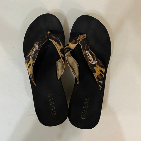 Guess, Animal Print Platform Flip Flops - Size 7.5
