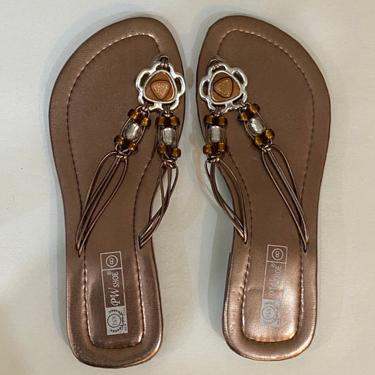 PW Shoe, Copper Beaded Sandals - Size 8