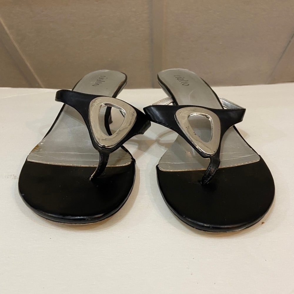 Rialto, Black and Silver Sandals - Size 8.5
