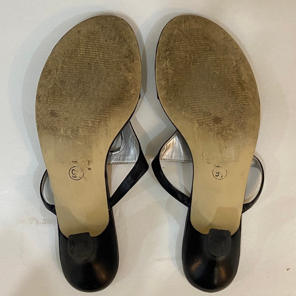 Rialto, Black and Silver Sandals - Size 8.5