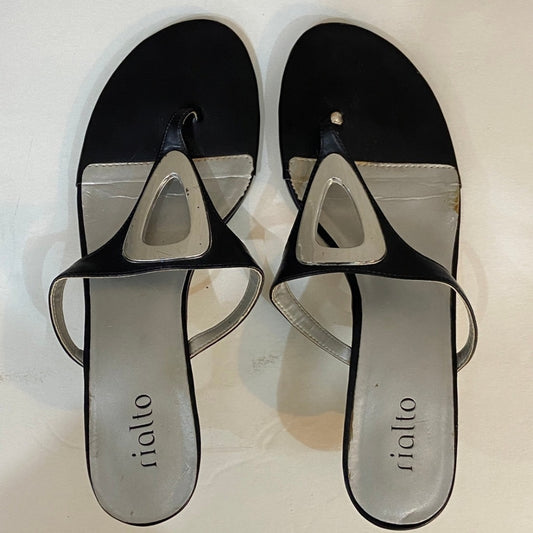 Rialto, Black and Silver Sandals - Size 8.5