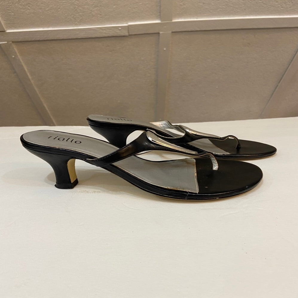 Rialto, Black and Silver Sandals - Size 8.5