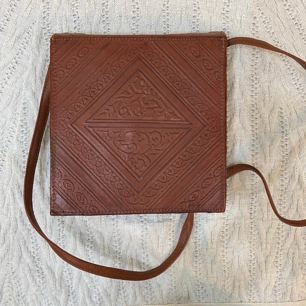 Moroccan Magic, Genuine Tooled Leather Shoulder Bag