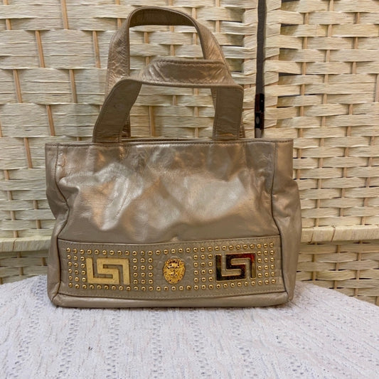 Park Avenue International, Genuine Leather White and Gold Hand Bag