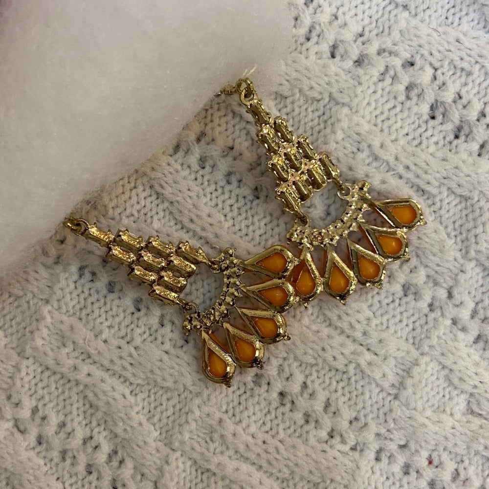 Orange, Chandelier Dangling Pierced Earrings