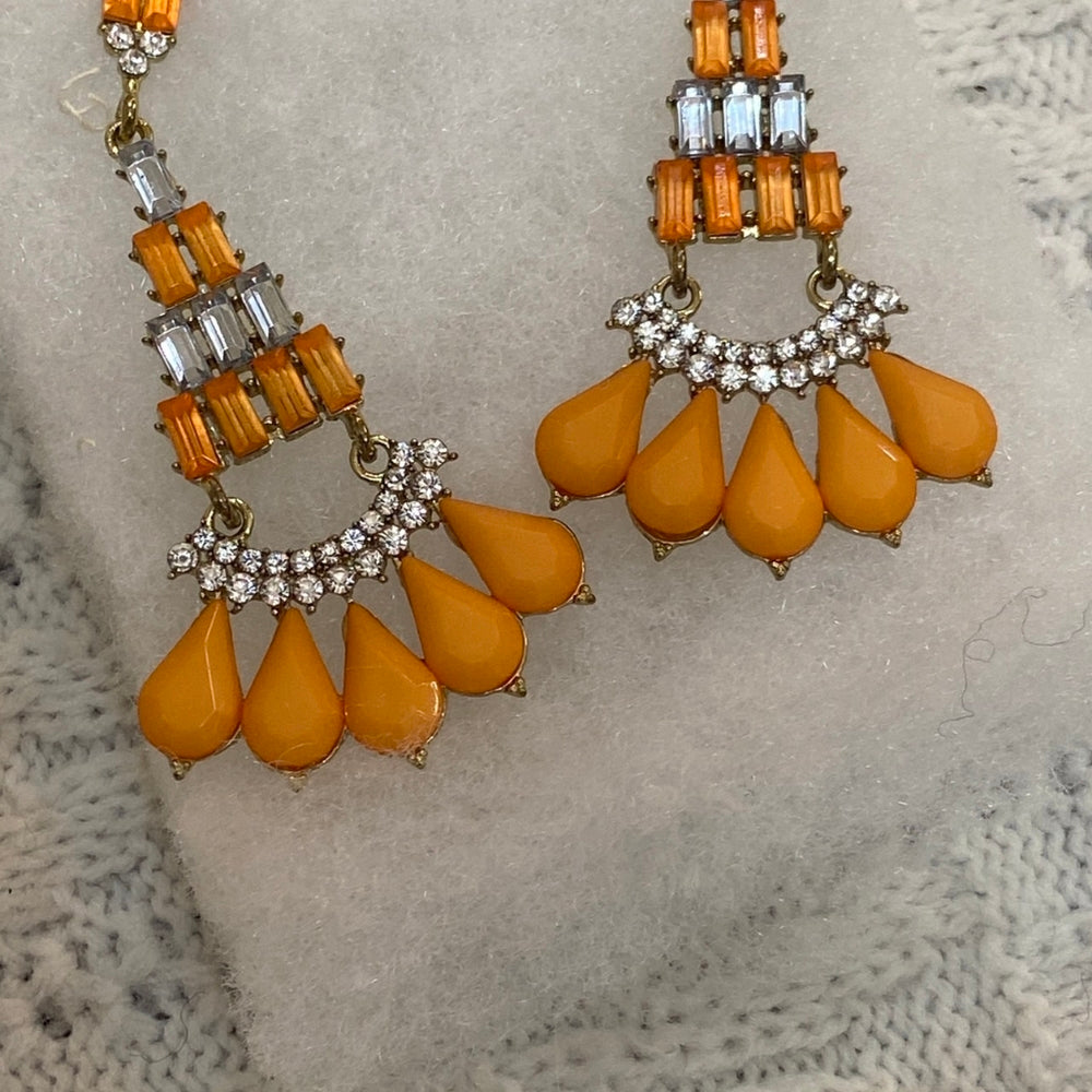 Orange, Chandelier Dangling Pierced Earrings