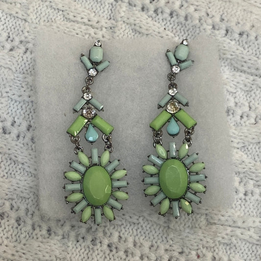 Green, Chandelier Dangling Pierced Earrings