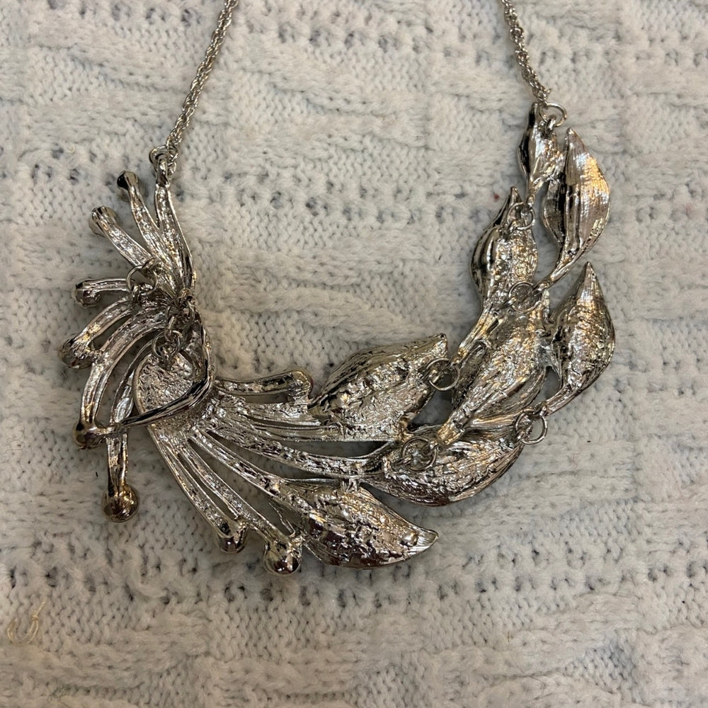 Black and Silver Lily Necklace and Earrings Set