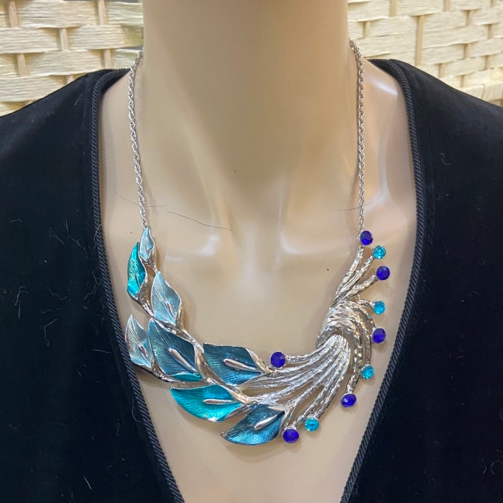 Aquamarine and Silver Lily Necklace and Earring set