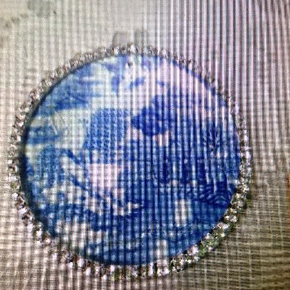 45mm- 2in Blue Willow Brooch  or Pendant Necklace