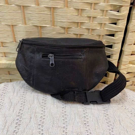 Lufthansa First Class, Black Leather Fanny Pack